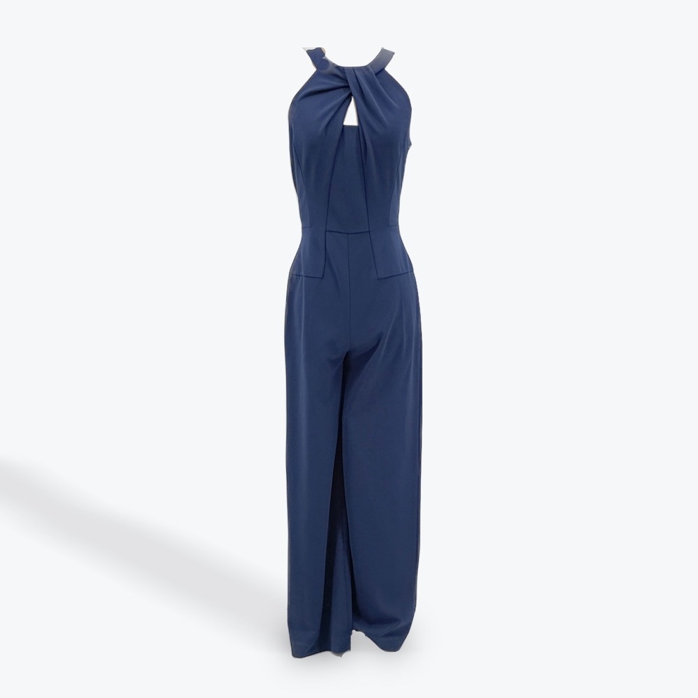 ANTONIO MELANI Navy Halter Jumpsuit with Front Twist